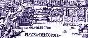 Piazza del Popolo, G.Maggi 1625 (Obelisk von 1587 künstlich entfernt)